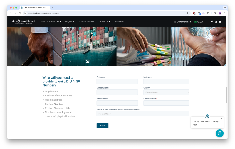 D-U-N-S® Number Request Page